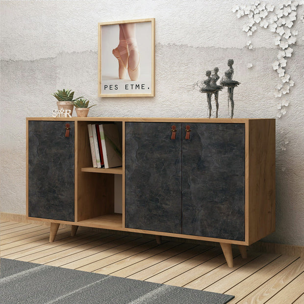 Sideboard mit 3 türen, Planky Grau (2)