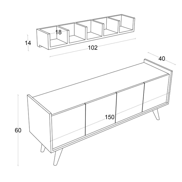 Sideboard mit 4 türen, Siena Weiß (4)