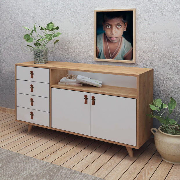 Sideboard mit 4 schubladen und 2 türen, Lavina Weiß