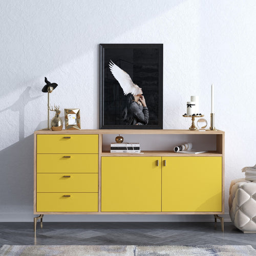 Sideboard mit 4 schubladen und 2 türen, Li̇ora Gelb