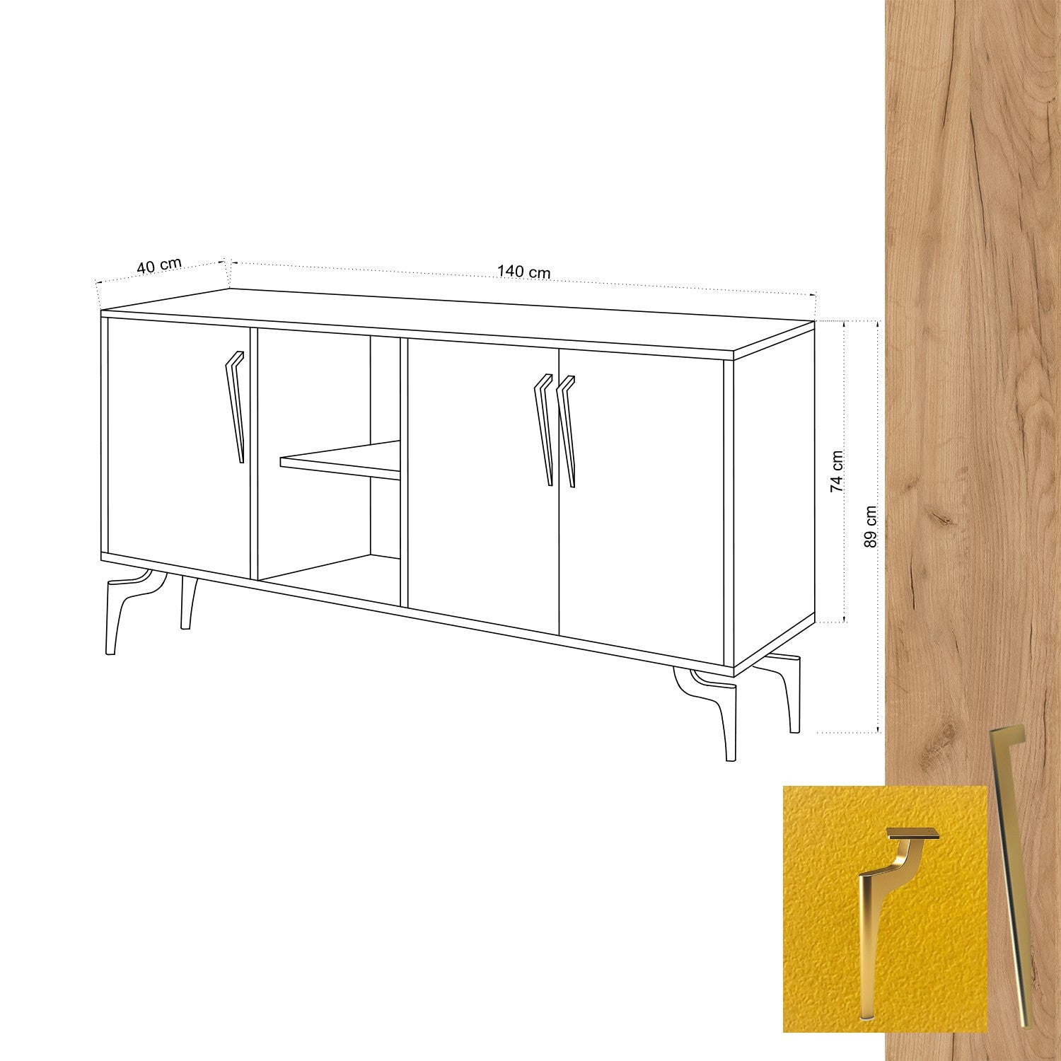 Sideboard mit 3 türen, Suder Eiche (4)