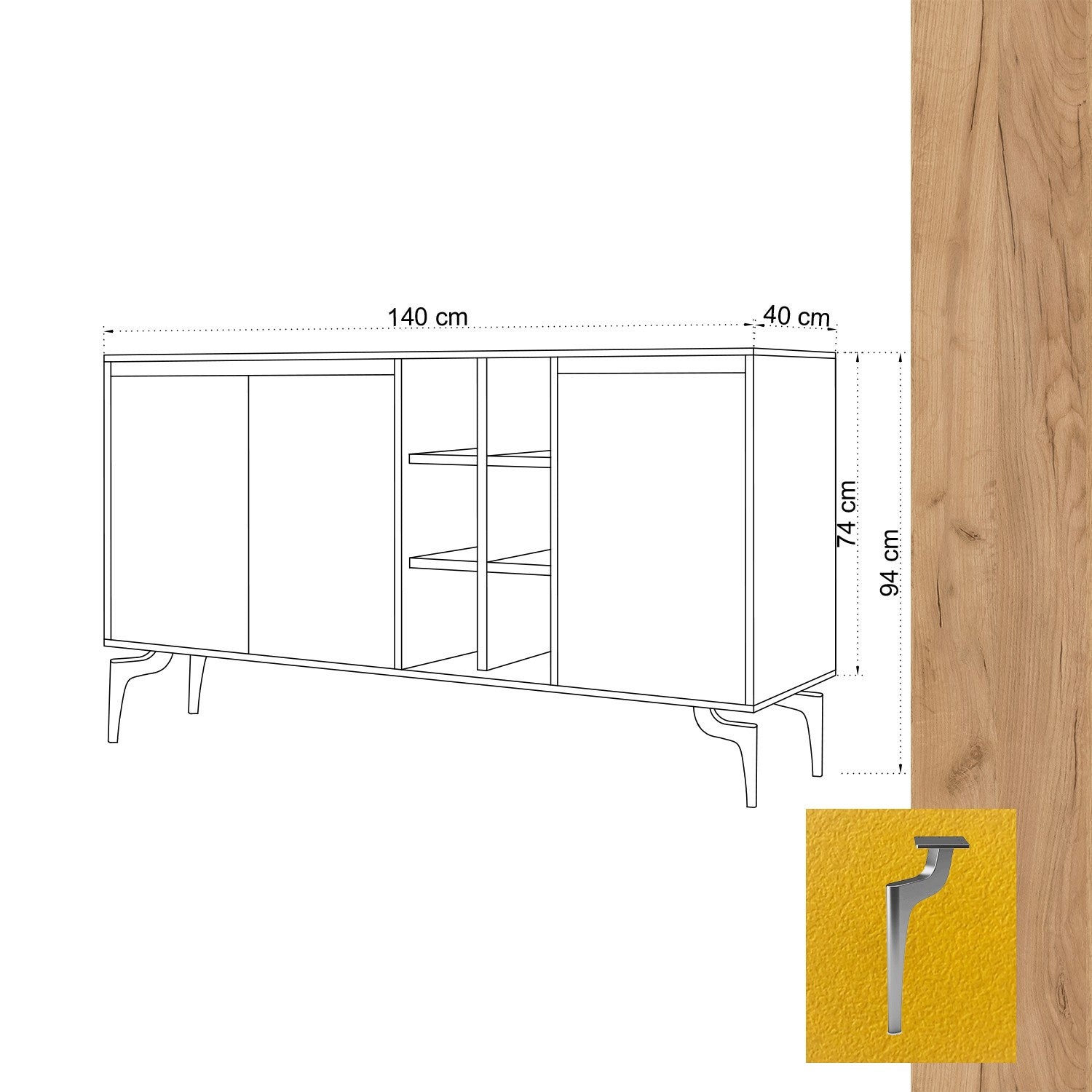 Sideboard mit 3 türen, Kaja Eiche (4)