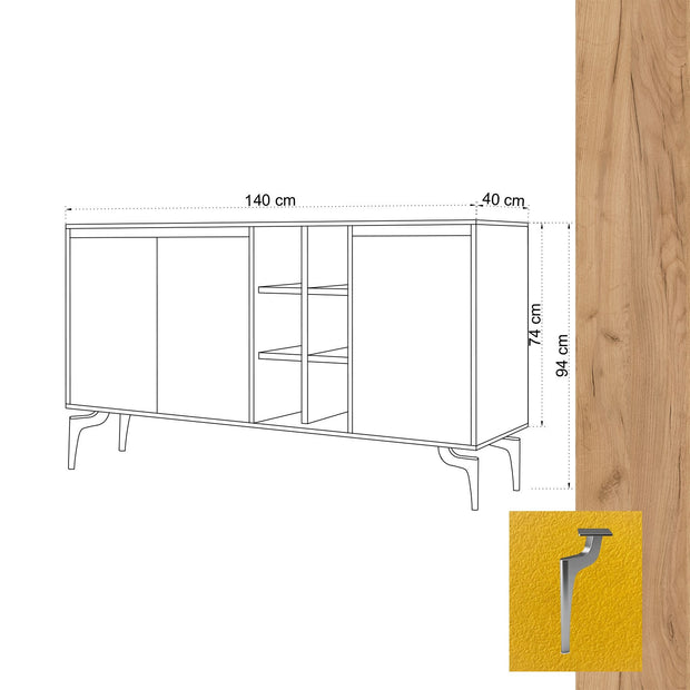 Sideboard mit 3 türen, Kaja Eiche (4)