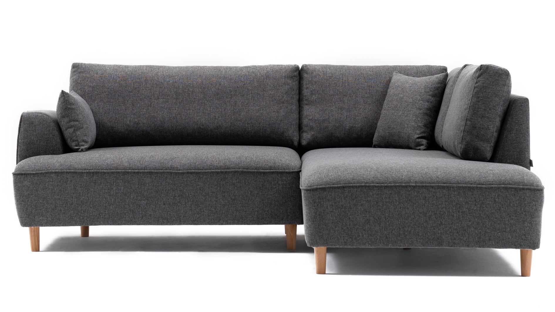 Ecksofa mit Chaiselongue Rechts, 3-Sitzer, aus Stoff, Felix Extra Grau (2)