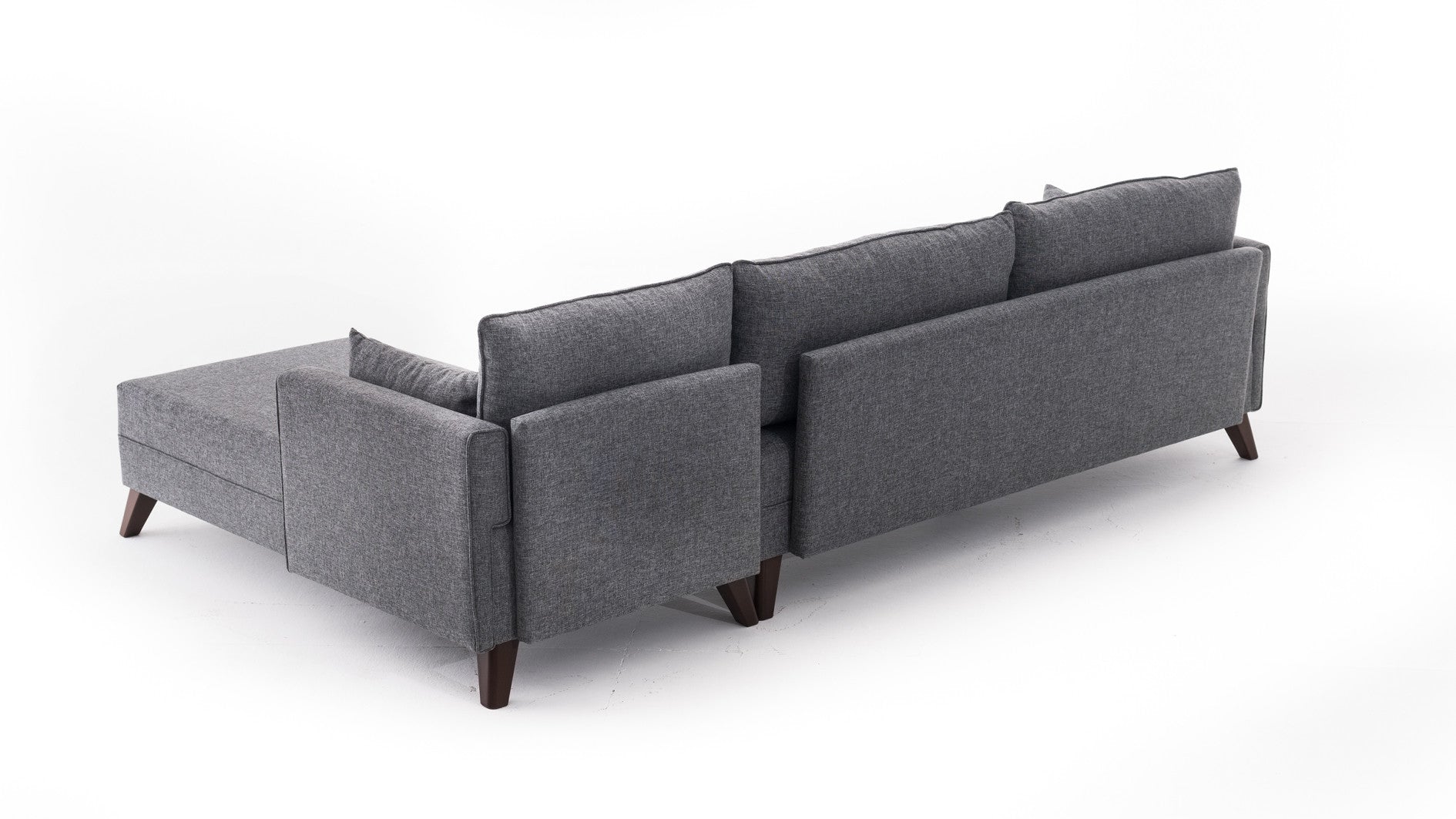 Ecksofa mit Chaiselongue Rechts, 3-Sitzer, aus Stoff, Bella 1 Grau (6)