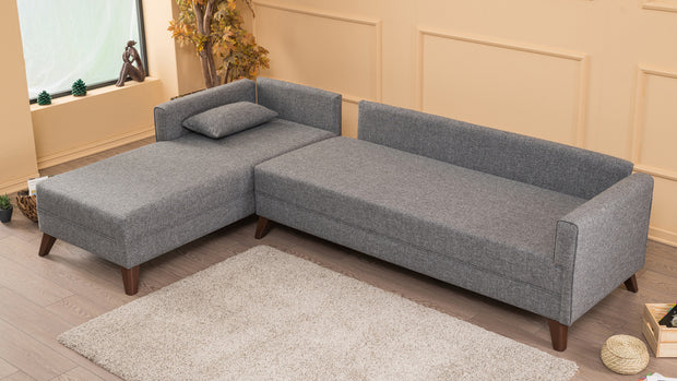 Ecksofa mit Chaiselongue Links, 3-Sitzer, aus Stoff, Bella 1 Grau (3)