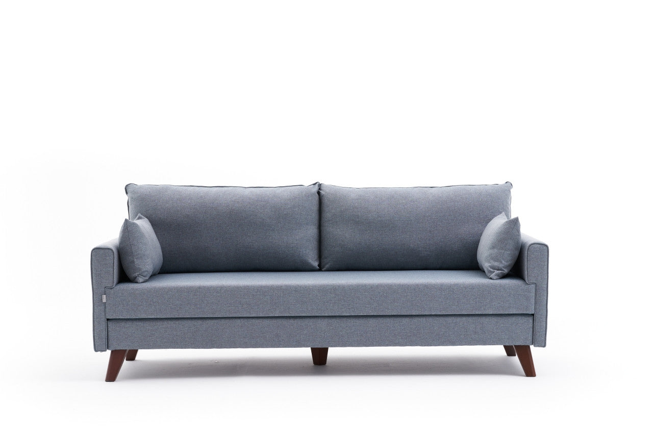 Schlafsofa 3-Sitzer mit Stoff, Bella Blau (4)