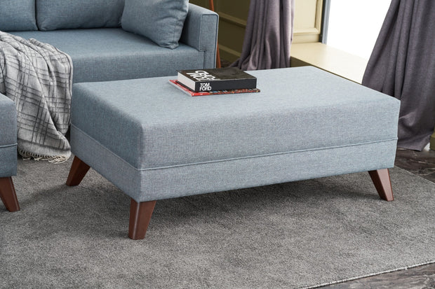 Ecksofa mit Chaiselongue Rechts, 4-Sitzer, aus Stoff, Bella Mini Blau (2)