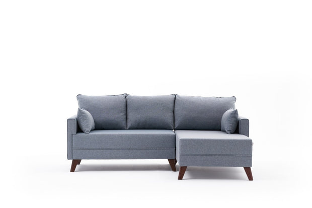 Ecksofa mit Chaiselongue Rechts, 4-Sitzer, aus Stoff, Bella Mini Blau (5)