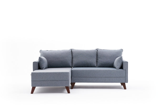 Ecksofa mit Chaiselongue Links, 4-Sitzer, aus Stoff, Bella Mini Blau (5)