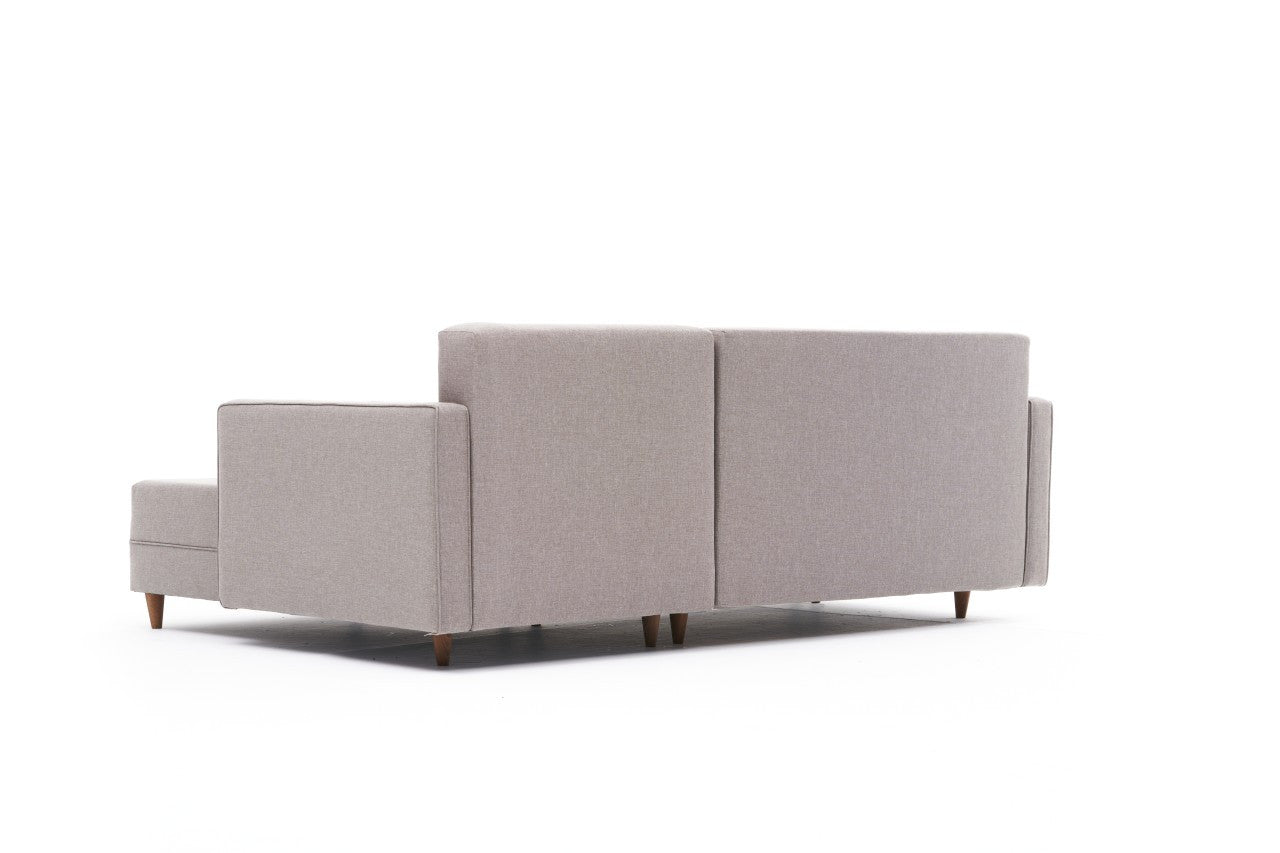 Ecksofa Schlaffunktion mit Chaiselongue Rechts, 2-Sitzer, aus Stoff, Aydam Creme (5)