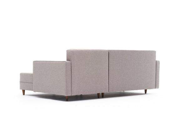 Ecksofa Schlaffunktion mit Chaiselongue Rechts, 2-Sitzer, aus Stoff, Aydam Creme (5)