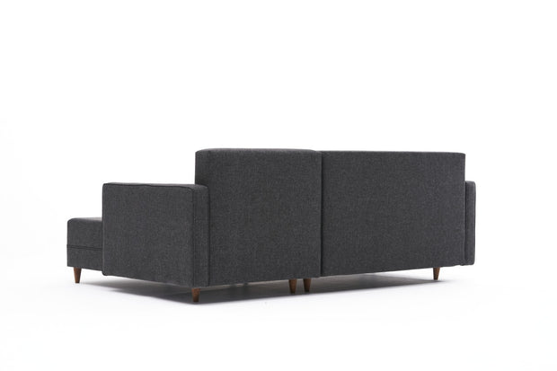 Ecksofa Schlaffunktion mit Chaiselongue Rechts, 2-Sitzer, aus Stoff, Aydam Anthrazit (4)