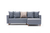 Ecksofa Schlaffunktion mit Chaiselongue Rechts, 2-Sitzer, aus Stoff, Aydam Blau (4)