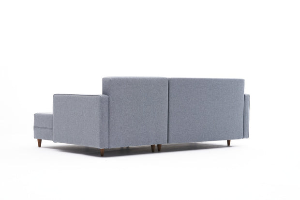 Ecksofa Schlaffunktion mit Chaiselongue Rechts, 2-Sitzer, aus Stoff, Aydam Blau (5)