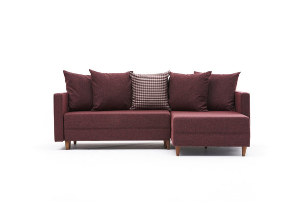 Ecksofa Schlaffunktion mit Chaiselongue Rechts, 2-Sitzer, aus Stoff, Aydam Bordeaux (4)