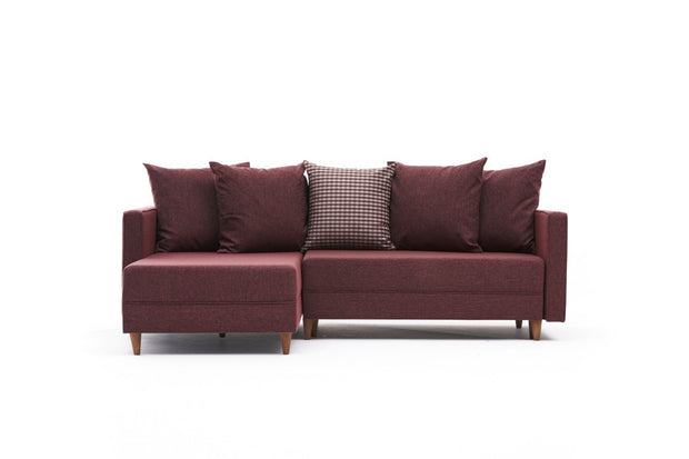 Ecksofa Schlaffunktion mit Chaiselongue Links, 2-Sitzer, aus Stoff, Aydam Bordeaux (4)