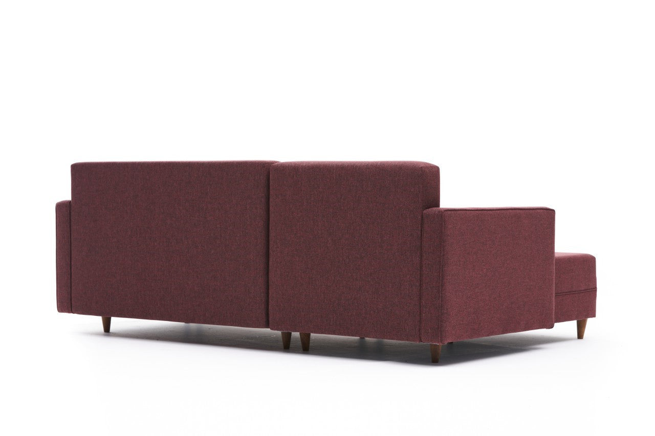 Ecksofa Schlaffunktion mit Chaiselongue Links, 2-Sitzer, aus Stoff, Aydam Bordeaux (5)