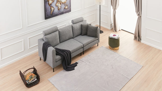 Ecksofa Schlaffunktion mit Chaiselongue Rechts, 3-Sitzer, aus Stoff, Mino Grau (4)