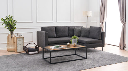 Ecksofa Schlaffunktion mit Chaiselongue Rechts, 3-Sitzer, aus Stoff, Mino Anthrazit (1)