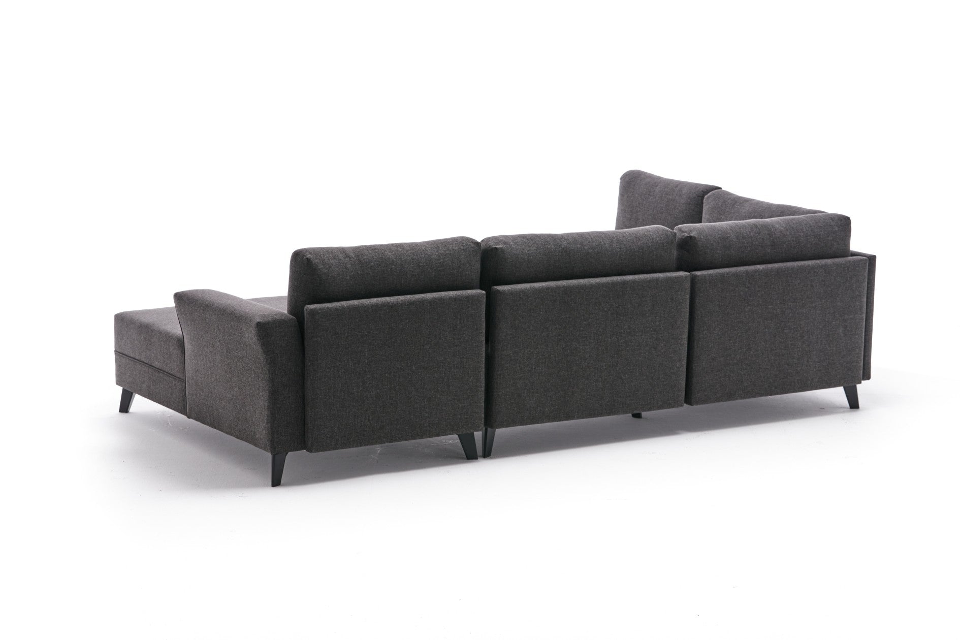 Ecksofa Schlaffunktion mit Chaiselongue Links, 4-Sitzer, aus Stoff, Eris Anthrazit (1)