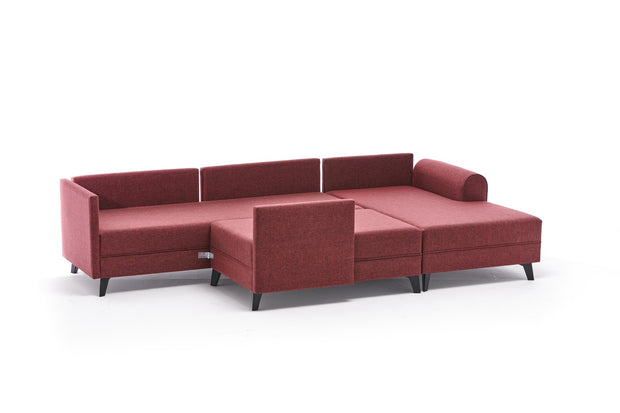 Ecksofa Schlaffunktion mit Chaiselongue Links, 4-Sitzer, aus Stoff, Belen Bordeaux (6)