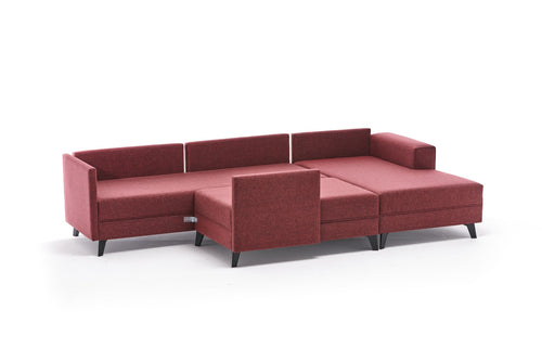 Ecksofa Schlaffunktion mit Chaiselongue Links, 4-Sitzer, aus Stoff, Efsun Bordeaux (1)