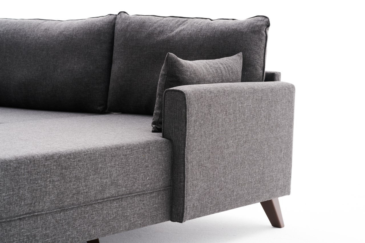 Ecksofa mit Chaiselongue Rechts, 3-Sitzer, aus Stoff, Bella Anthrazit (5)