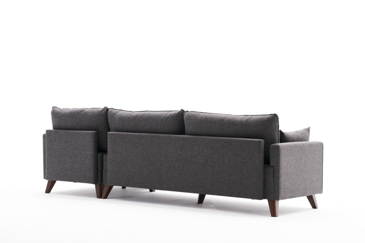 Ecksofa mit Chaiselongue Rechts, 3-Sitzer, aus Stoff, Bella Anthrazit (6)