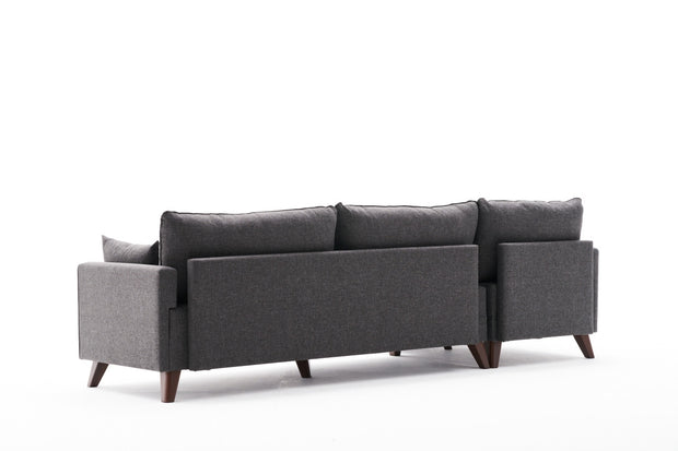 Ecksofa mit Chaiselongue Links, 3-Sitzer, aus Stoff, Bella Anthrazit (6)