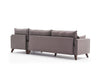 Ecksofa mit Chaiselongue Rechts, 3-Sitzer, aus Stoff, Bella Braun (6)