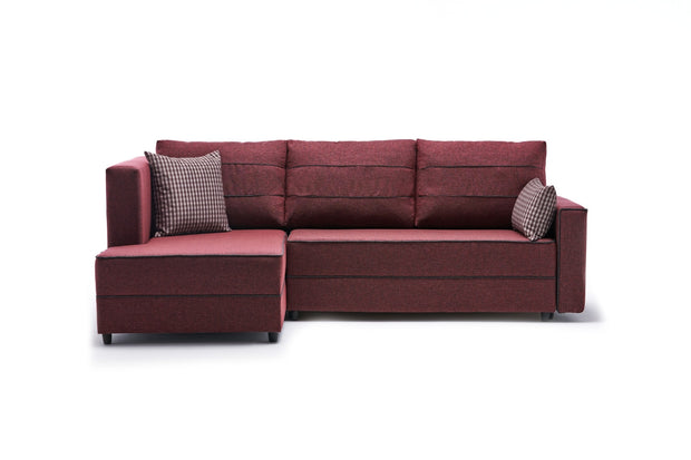 Ecksofa Schlaffunktion mit Chaiselongue Links, 3-Sitzer, aus Stoff, Ece Bordeaux (4)