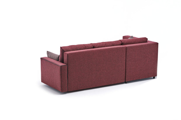 Ecksofa Schlaffunktion mit Chaiselongue Links, 3-Sitzer, aus Stoff, Ece Bordeaux (6)