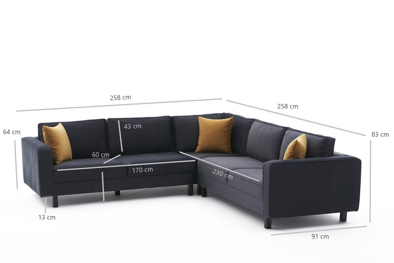 Ecksofa Symmetrisch, 4-Sitzer, aus Stoff, Kale Anthrazit (6)