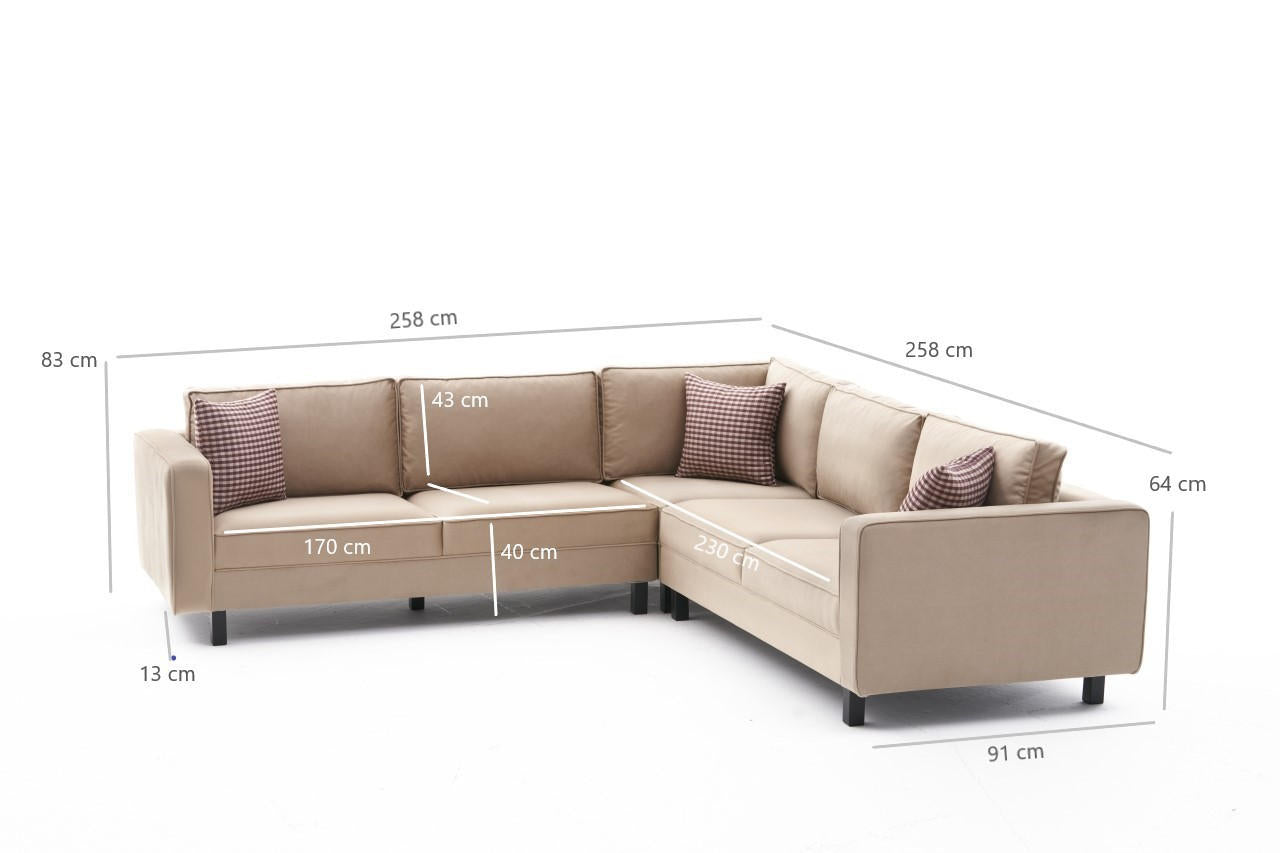 Ecksofa Symmetrisch, 4-Sitzer, aus Stoff, Kale Creme (6)