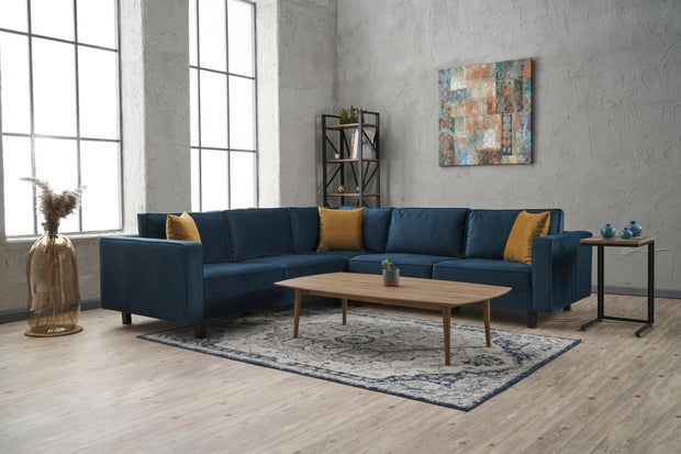 Ecksofa Symmetrisch, 4-Sitzer, aus Stoff, Kale Blau