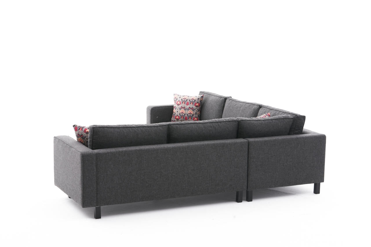 Ecksofa Symmetrisch, 4-Sitzer, aus Stoff, Kale Anthrazit (4)