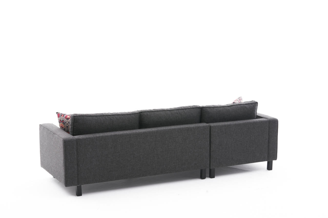 Ecksofa Symmetrisch, 4-Sitzer, aus Stoff, Kale Anthrazit (5)