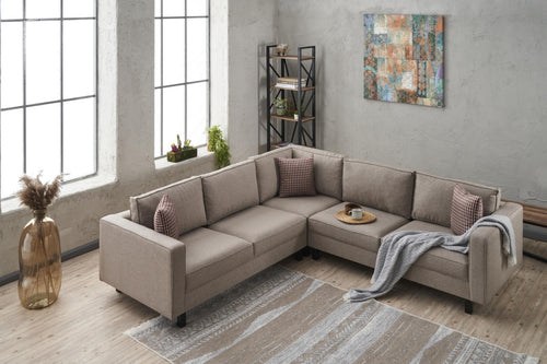 Ecksofa Symmetrisch, 4-Sitzer, aus Stoff, Kale Creme (1)