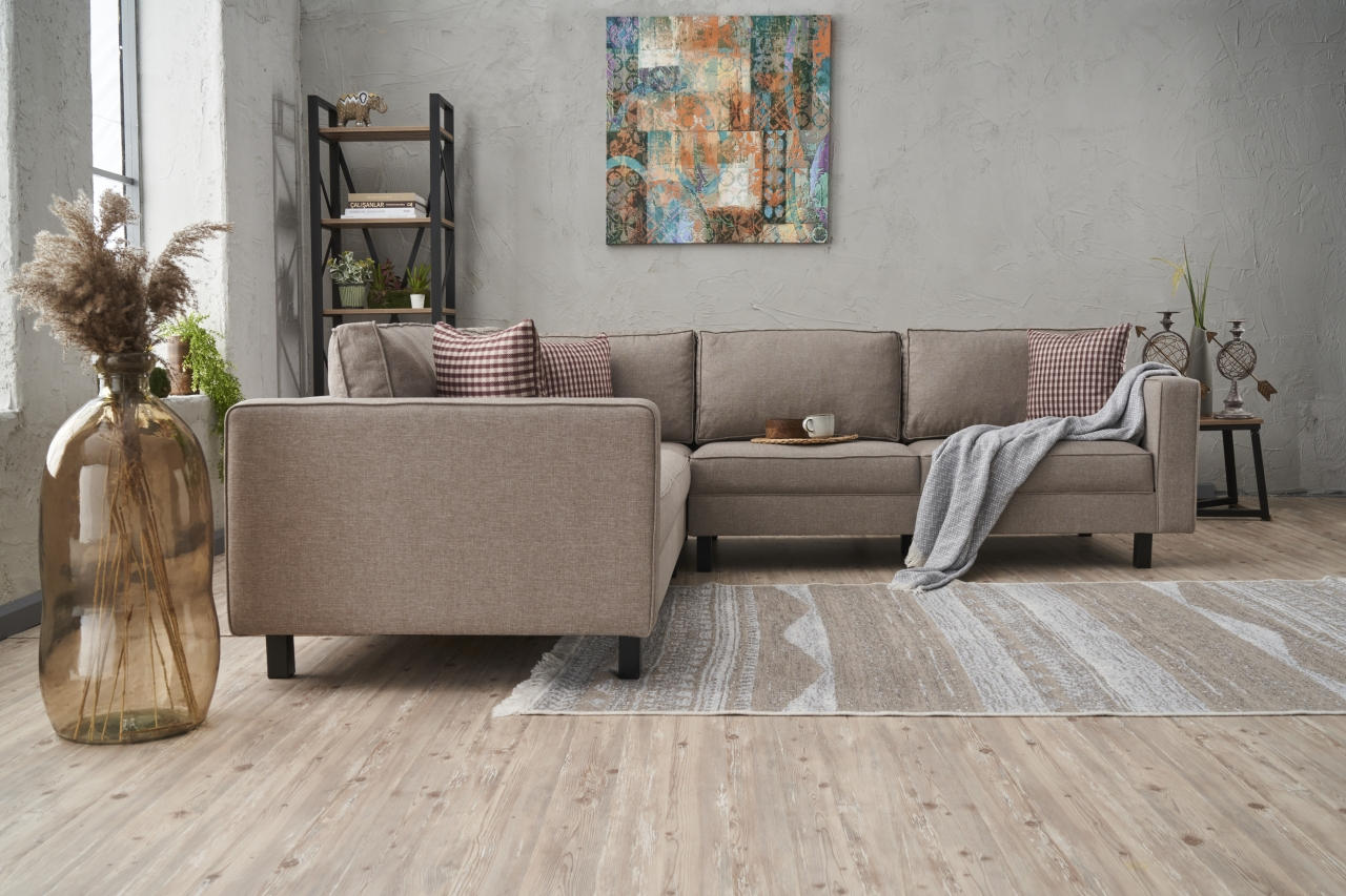 Ecksofa Symmetrisch, 4-Sitzer, aus Stoff, Kale Creme (4)