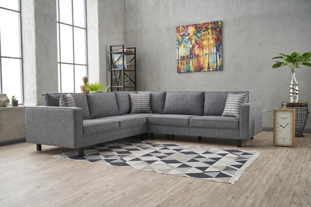 Ecksofa Symmetrisch, 4-Sitzer, aus Stoff, Kale Grau (1)