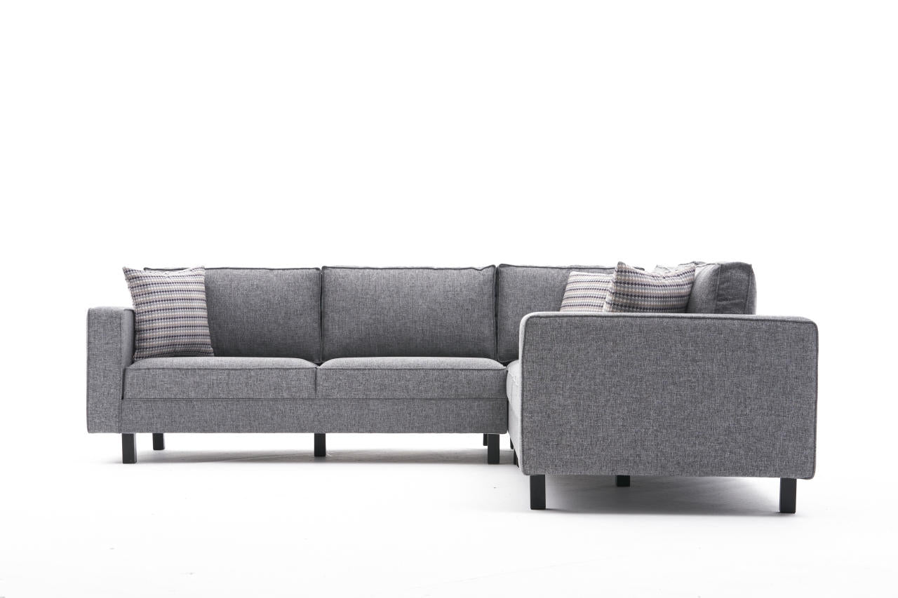 Ecksofa Symmetrisch, 4-Sitzer, aus Stoff, Kale Grau (5)