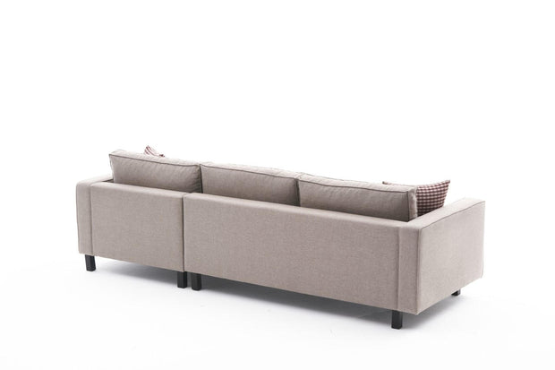 Ecksofa mit Chaiselongue Rechts, 3-Sitzer, aus Stoff, Kale Creme (6)