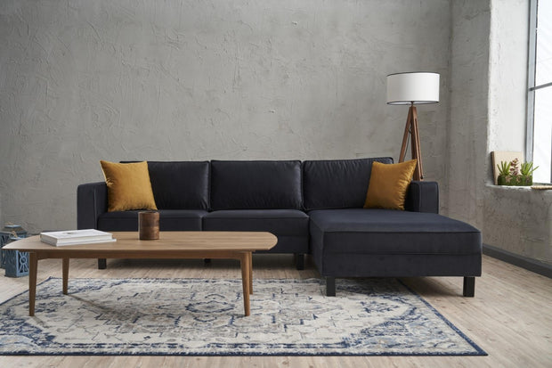 Ecksofa mit Chaiselongue Rechts, 3-Sitzer, aus Stoff, Kale Anthrazit (2)