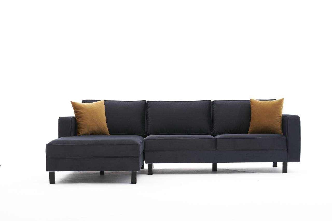 Ecksofa mit Chaiselongue Links, 3-Sitzer, aus Stoff, Kale Anthrazit (5)