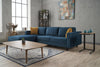 Ecksofa mit Chaiselongue Links, 3-Sitzer, aus Stoff, Kale Blau (1)