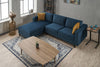 Ecksofa mit Chaiselongue Links, 3-Sitzer, aus Stoff, Kale Blau (2)