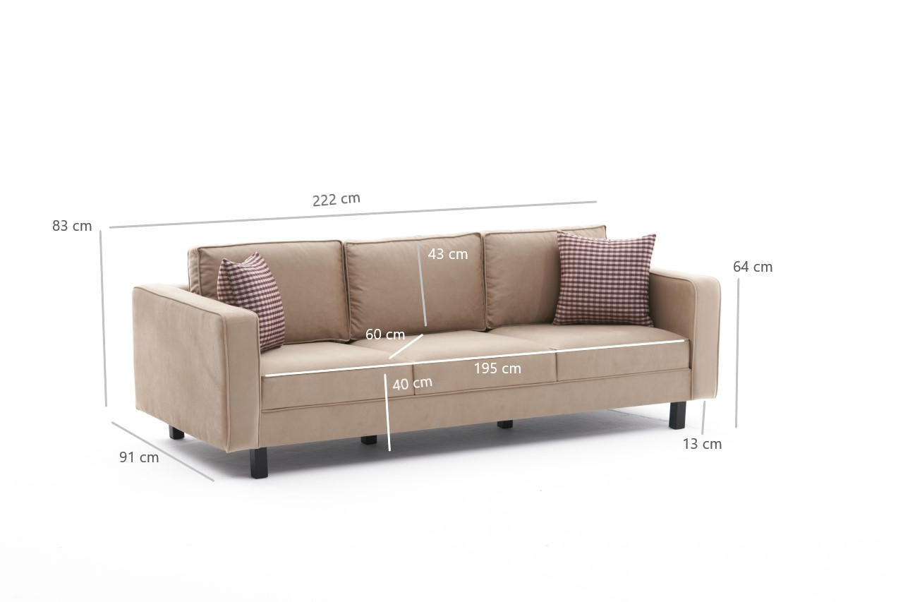 Sofa 3-Sitzer mit Stoff, Kale Creme (6)