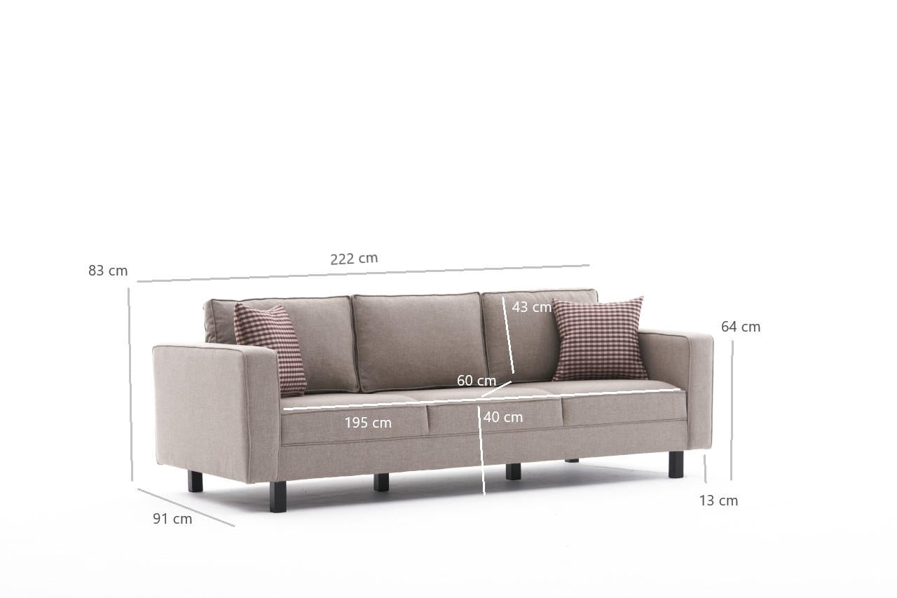 Sofa 3-Sitzer mit Stoff, Kale Creme (6)