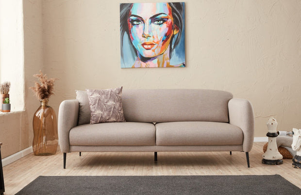 Sofa 3-Sitzer mit Stoff, Venus Creme